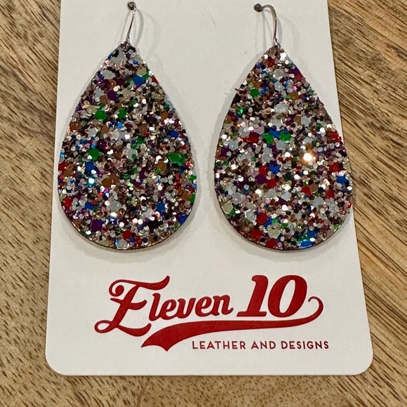 Eleven 10 Jewelry - Multicolor Teardrop Glitter Disco Rave Earrings NWT